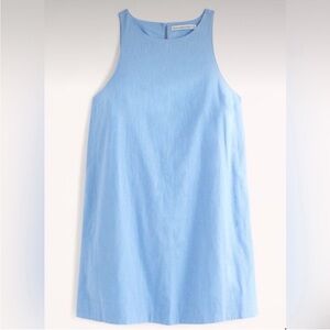 Abercrombie high-neck linen-blend mini dress blue S
